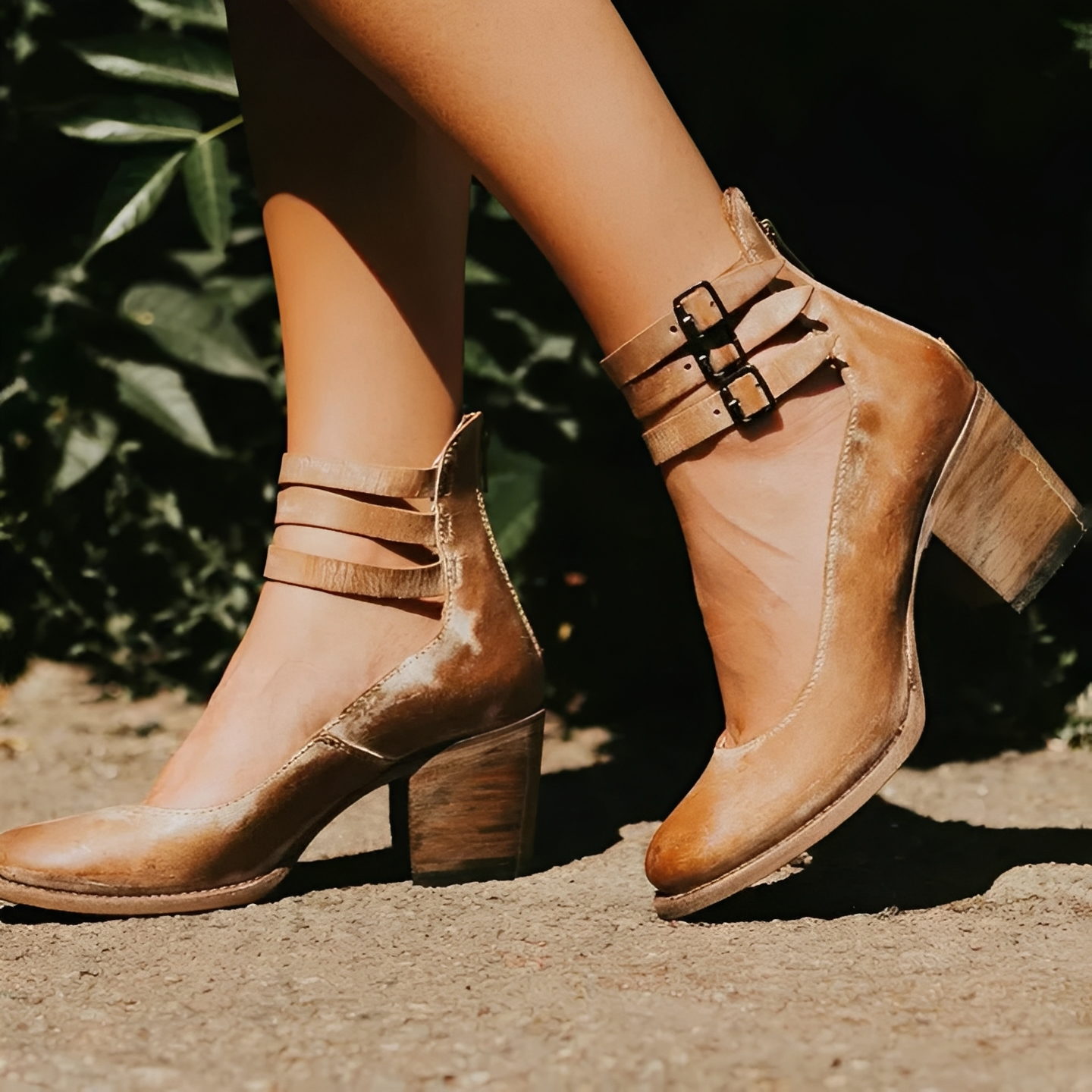 Women's Heel shoes that with Strap Belt and Zipper