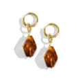Amber Resin Drop Gold Statement Earrings for Women