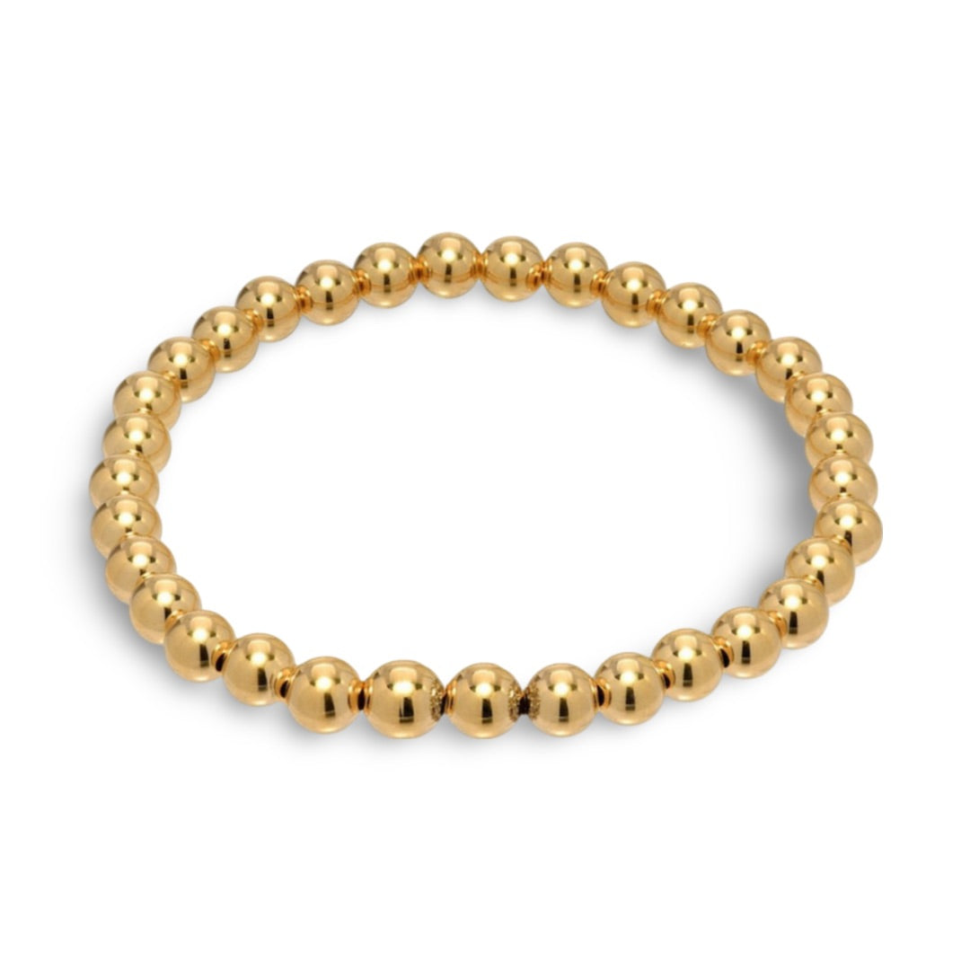 Gold Beaded Stretch Bracelet – Classic Round Ball Elastic Bracelet for Women