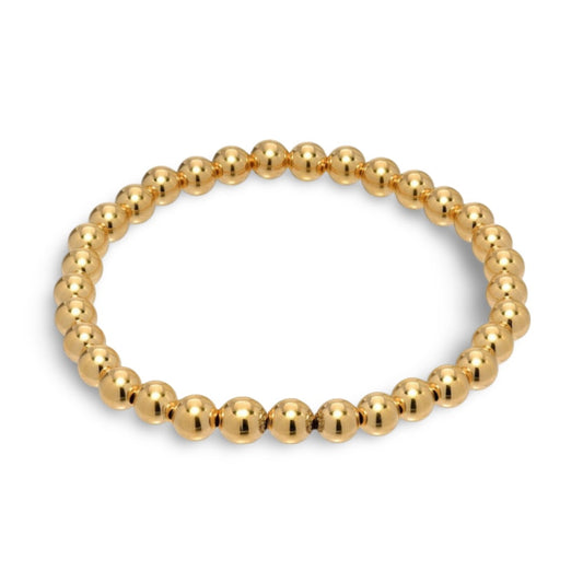 Gold Beaded Stretch Bracelet – Classic Round Ball Elastic Bracelet for Women