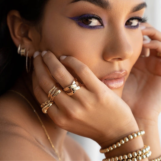 Gold Beaded Stretch Bracelet – Classic Round Ball Elastic Bracelet for Women