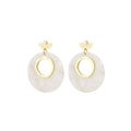 Around White Details Gold and White Plated Earrings for Women