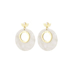 Around White Details Gold and White Plated Earrings for Women