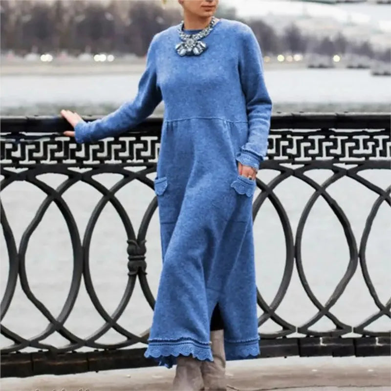 Autumn Maxi Dress – Elegant Loose Fit Long Sleeve Hoodie