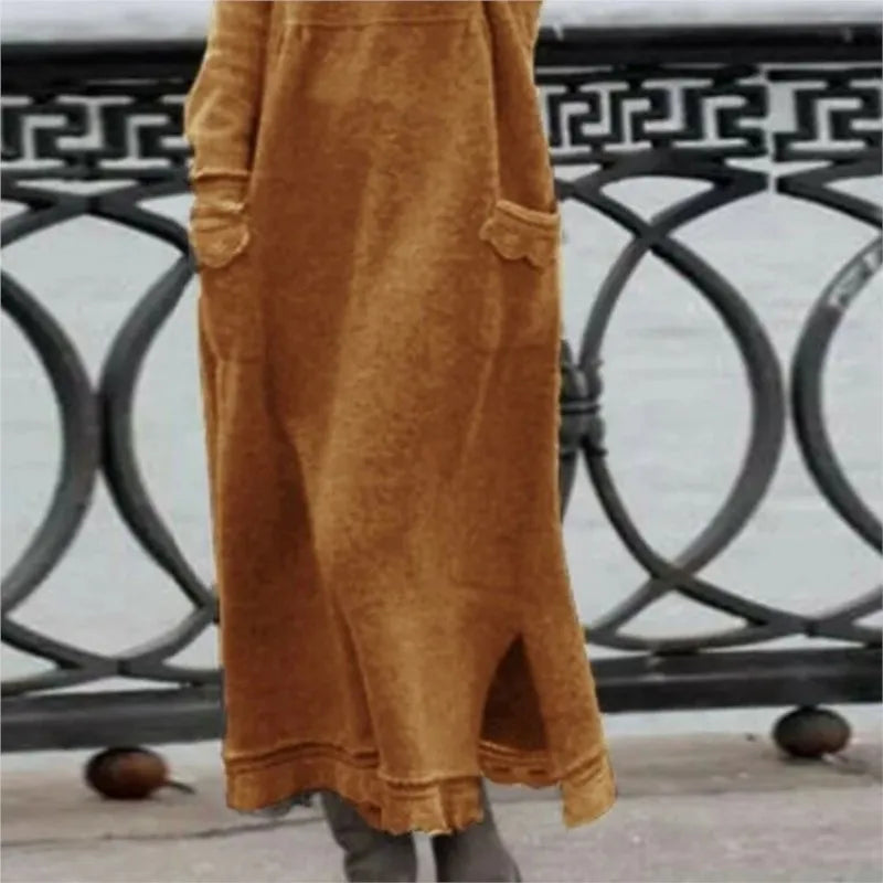 Autumn Maxi Dress – Elegant Loose Fit Long Sleeve Hoodie