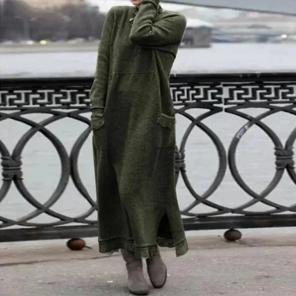 Autumn Maxi Dress – Elegant Loose Fit Long Sleeve Hoodie