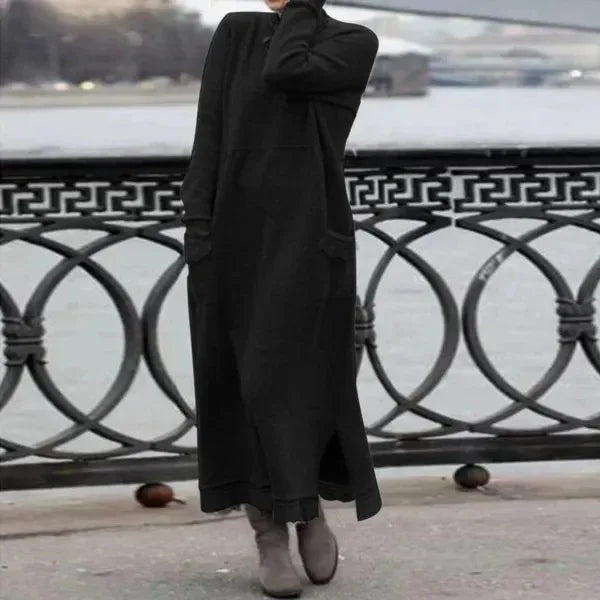 Autumn Maxi Dress – Elegant Loose Fit Long Sleeve Hoodie
