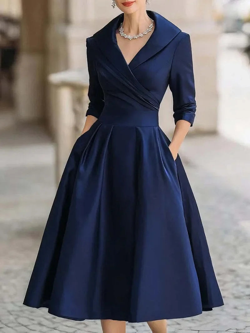A-Line Dress Stylish Lapel Design for Summer Outings Maya & Mina A-Line Dress Stylish Lapel Design for Summer Outings Maya & Mina