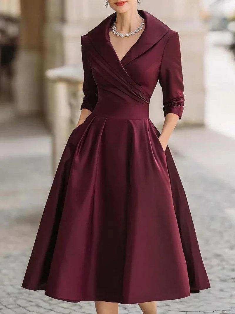 A-Line Dress – Stylish Lapel Design for Summer Outings