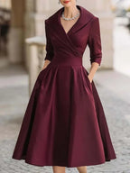 A-Line Dress – Stylish Lapel Design for Summer Outings