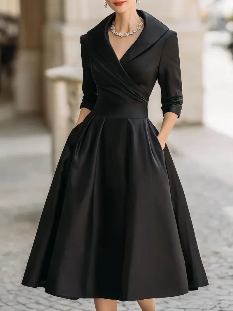A-Line Dress – Stylish Lapel Design for Summer Outings