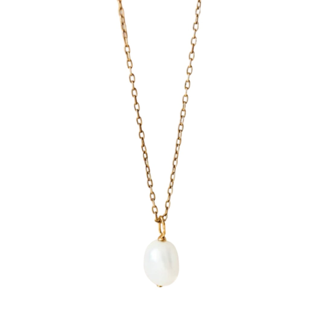 Gold Plated Baroque Pearl Necklace – Elegant Minimalist Pendant Design