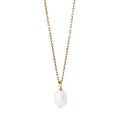 Gold Plated Baroque Pearl Necklace – Elegant Minimalist Pendant Design