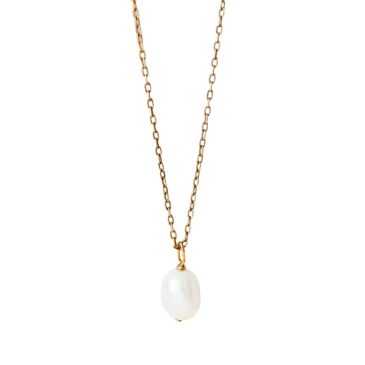 Gold Plated Baroque Pearl Necklace – Elegant Minimalist Pendant Design