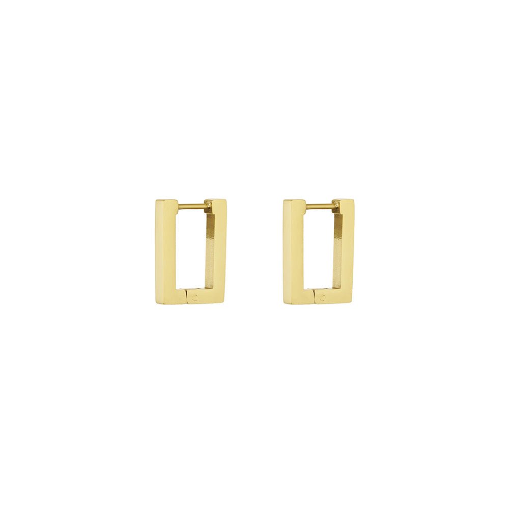 Basic Rectangle Small Gold Hoop Earrings for Women