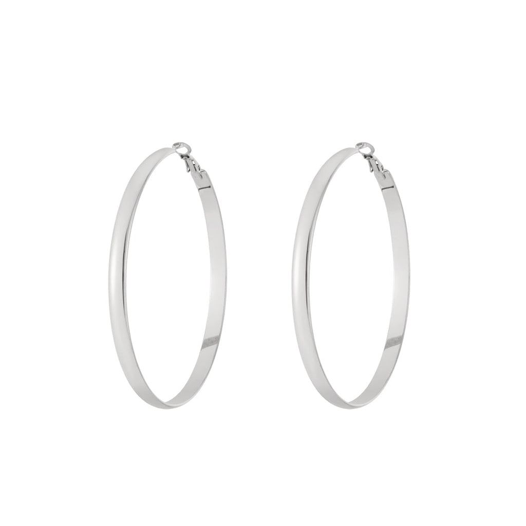 Basic Large Silver Hoop Earrings for Women
