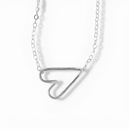 Gold Plated Abstract Heart Necklace – Modern Open Outline Design