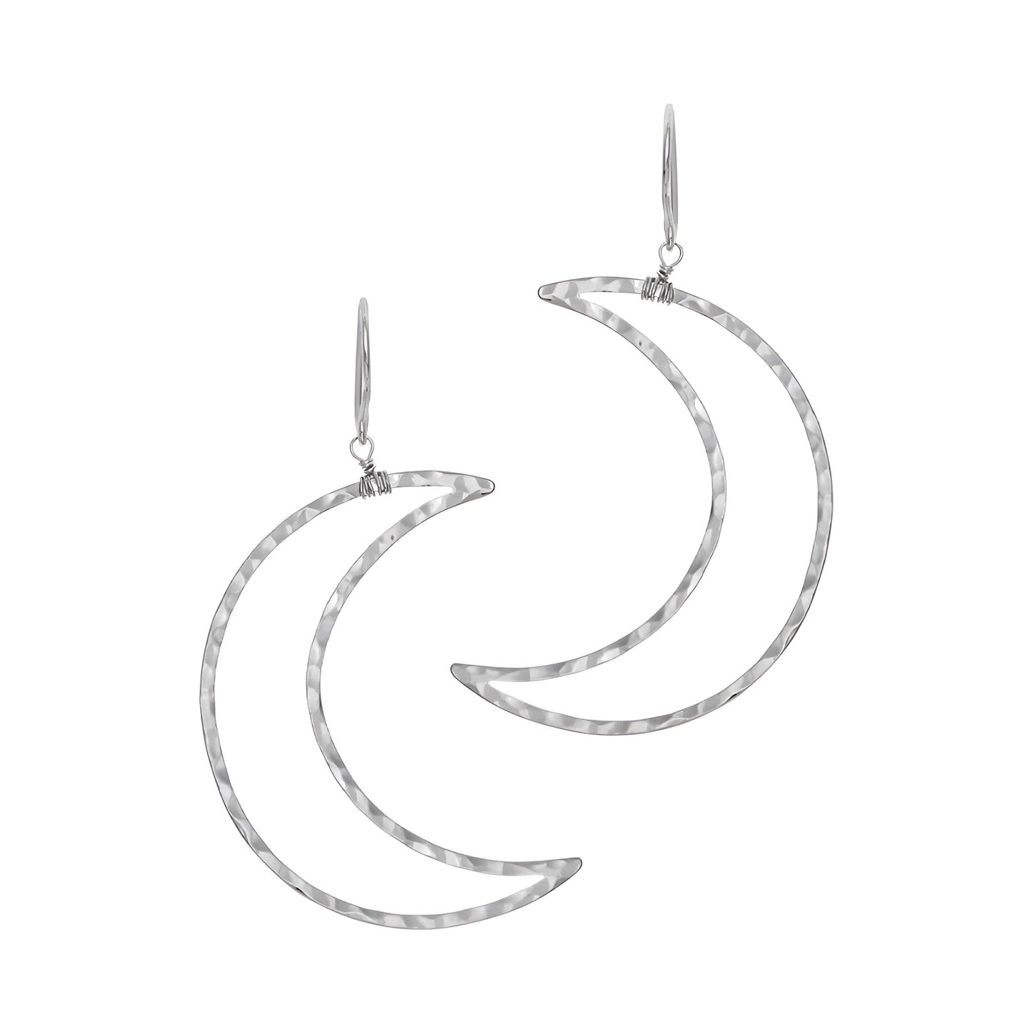 Gold Plated Crescent Moon Drop Earrings – Hammered Boho Statement Earrings for Women