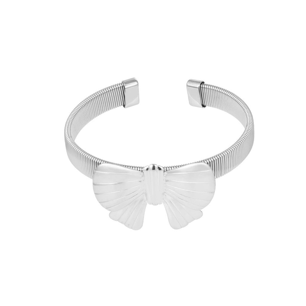 Bow Bangle Bracelet Silver – Cute Bow Cuff for Women