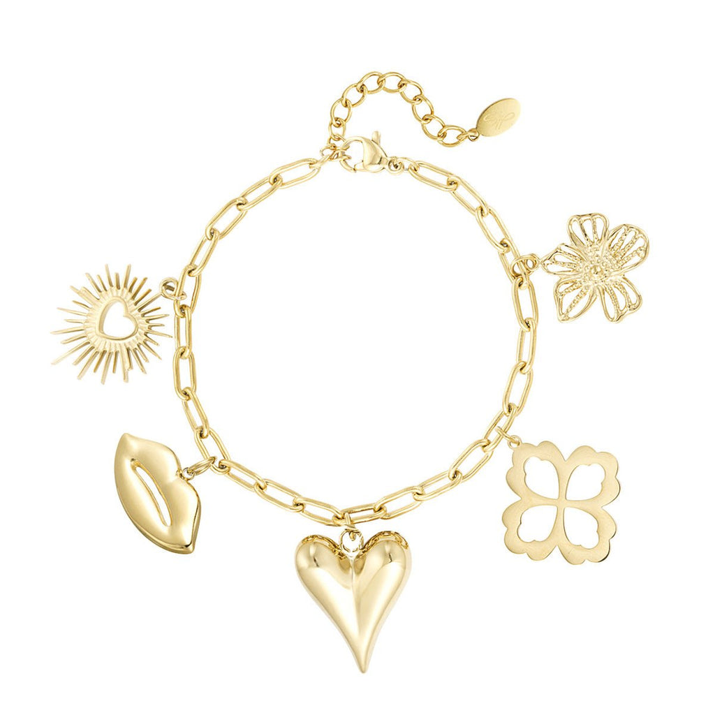 Charm Floral Lovers Bracelet Gold – Romantic Floral Charm Jewelry