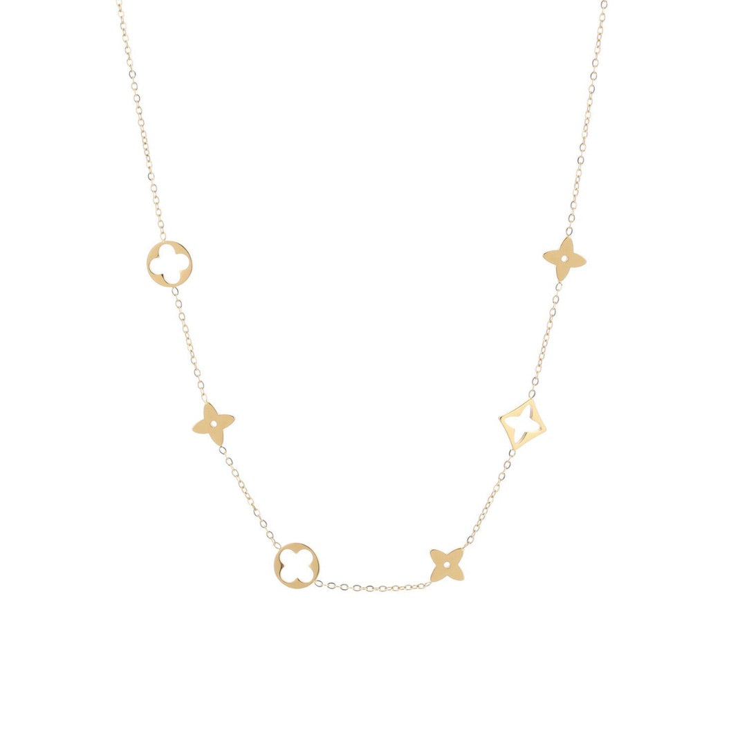 Gold Plated Charms Necklace – Delicate Geometric Shapes Design