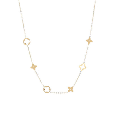 Gold Plated Charms Necklace – Delicate Geometric Shapes Design