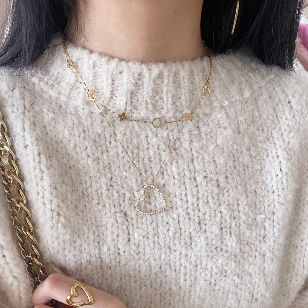 Gold Plated Charms Necklace – Delicate Geometric Shapes Design