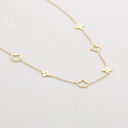 Gold Plated Charms Necklace – Delicate Geometric Shapes Design