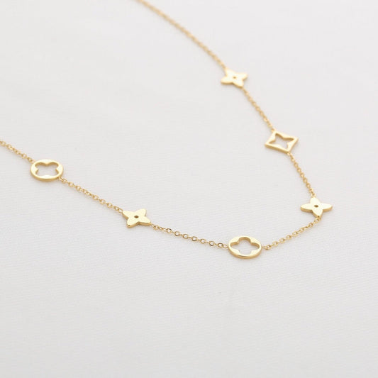Gold Plated Charms Necklace – Delicate Geometric Shapes Design