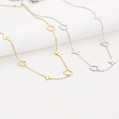 Gold Plated Charms Necklace – Delicate Geometric Shapes Design