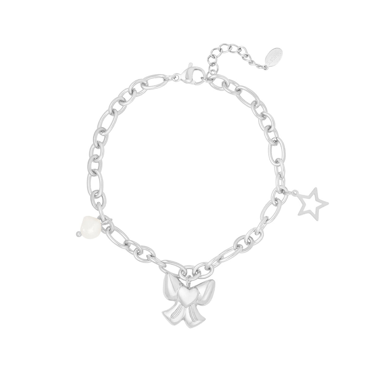 Charms with Bow Bracelet Silver – Dainty Bow Charm Jewelry