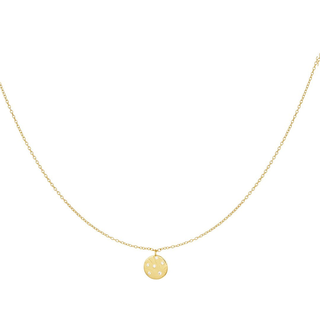 Charm with Stones Necklace Gold 925 – Sterling Silver Gem Pendant