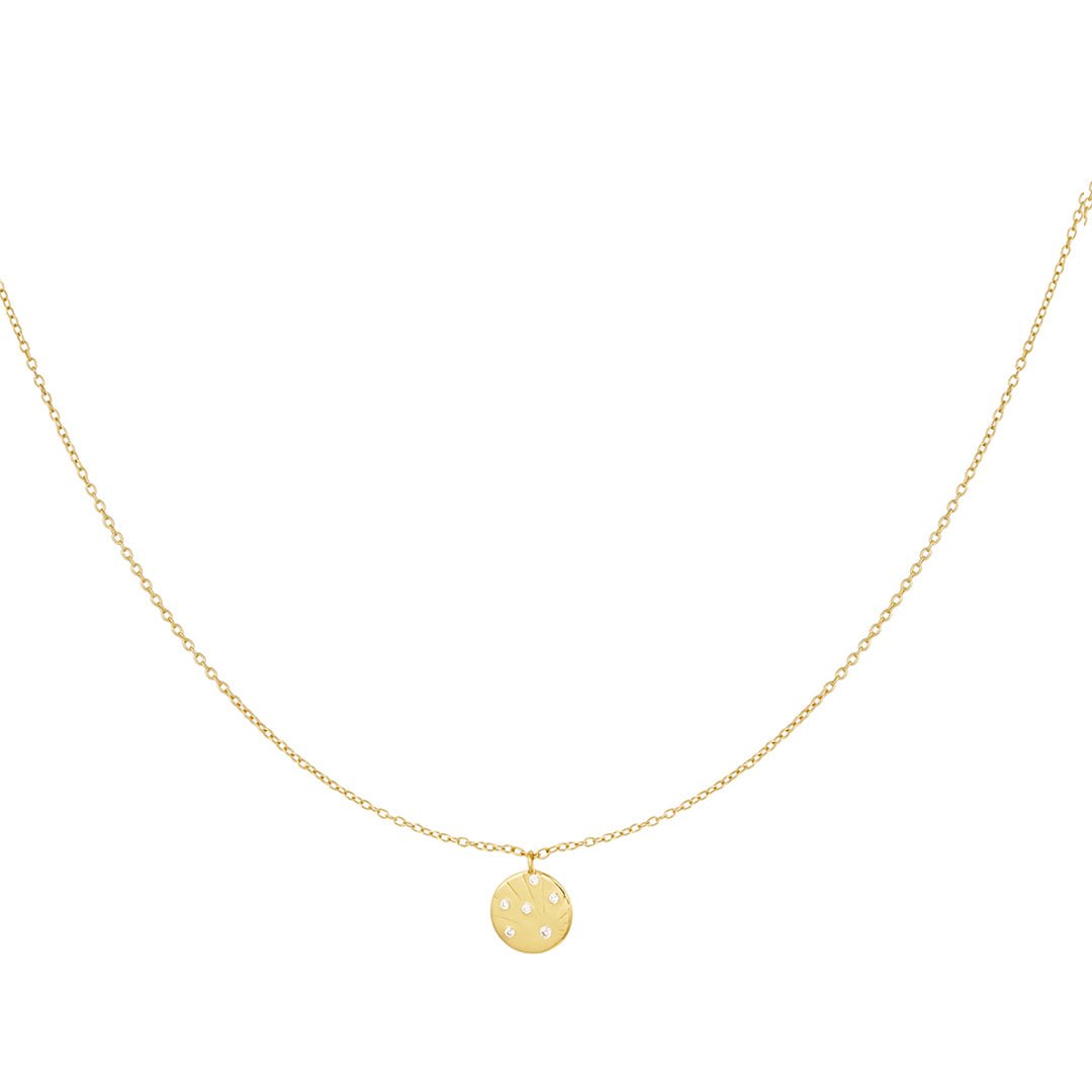 Charm with Stones Necklace Gold 925 – Sterling Silver Gem Pendant