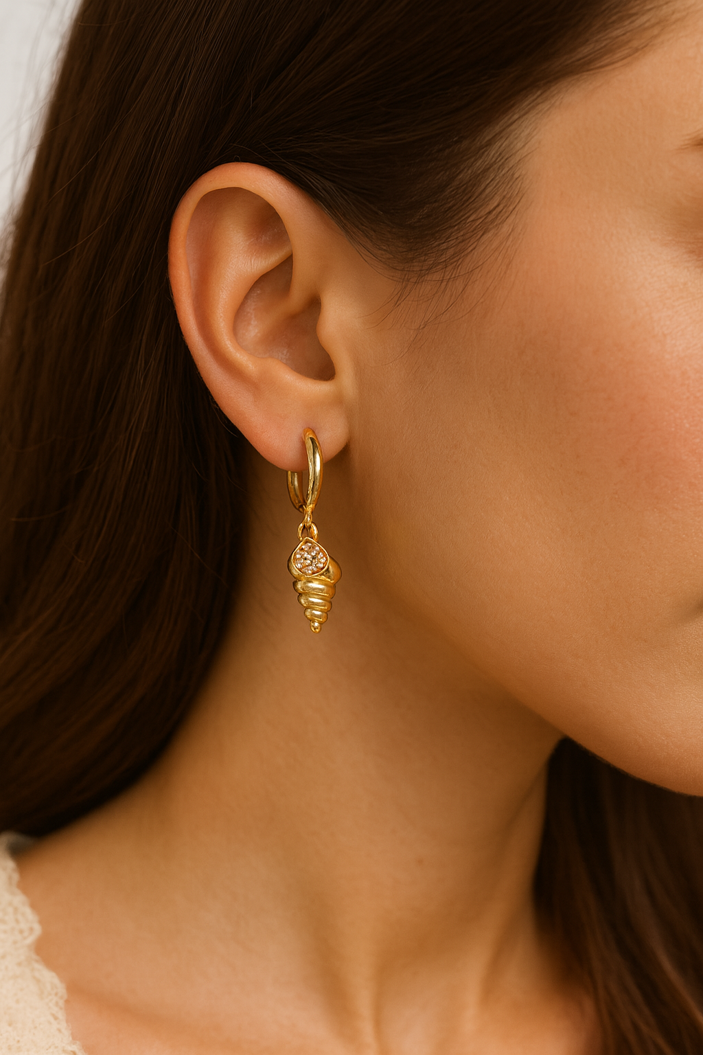 Mini Croissant Gold Hoop Earrings for Women