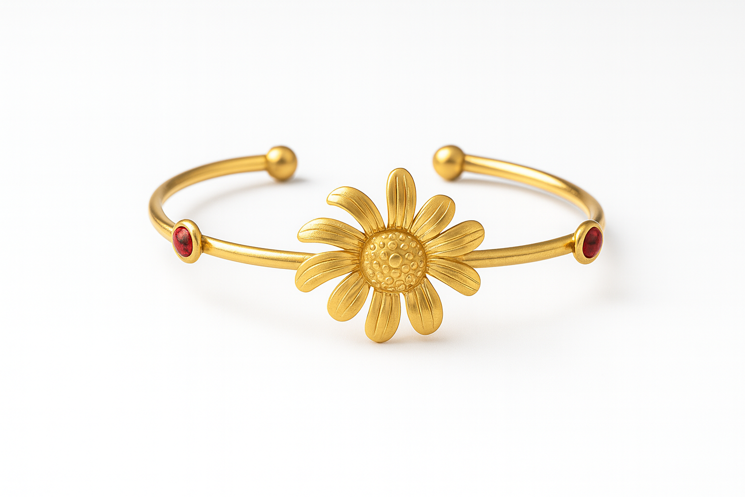 Blooming Flower Bangle Bracelet Gold – Botanical Floral Cuff for Women