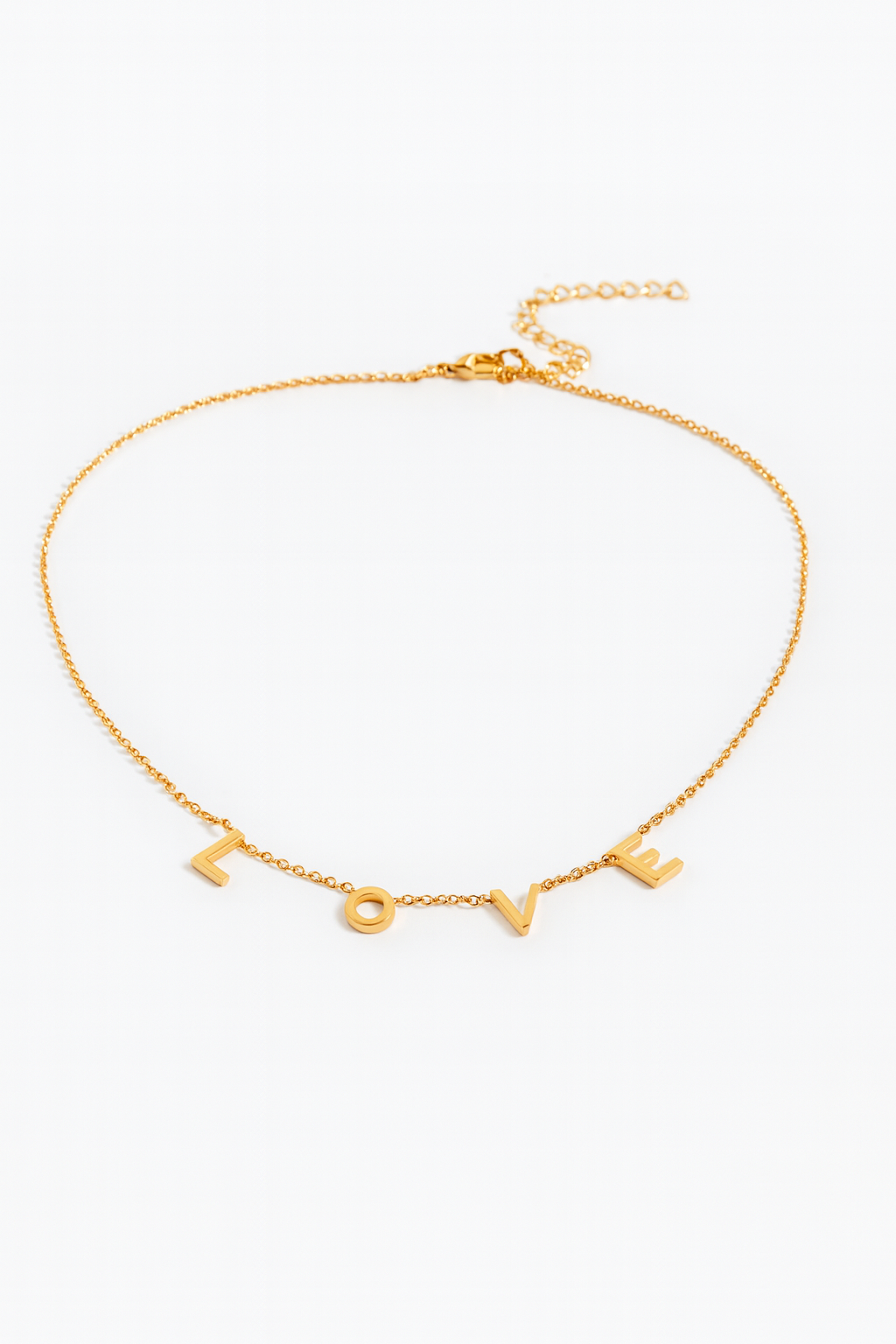 Love Letters Necklace Gold – Romantic Text Pendant Necklace