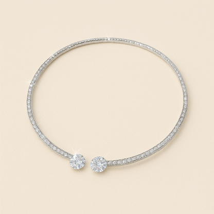 Slim Gold-Tone Choker with Pave Detailing and Dual Clear Stones