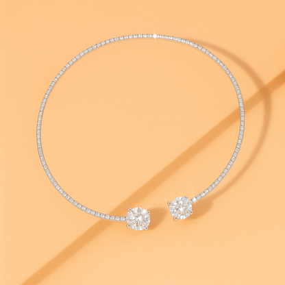 Slim Gold-Tone Choker with Pave Detailing and Dual Clear Stones