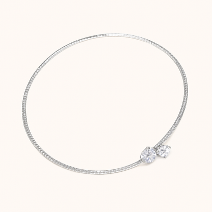 Slim Gold-Tone Choker with Pave Detailing and Dual Clear Stones