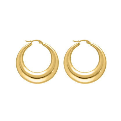Gold Plated Chunky Hoop Earrings – Classic Thick Rounded Hoops for Women