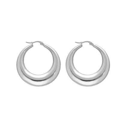 Gold Plated Chunky Hoop Earrings – Classic Thick Rounded Hoops for Women