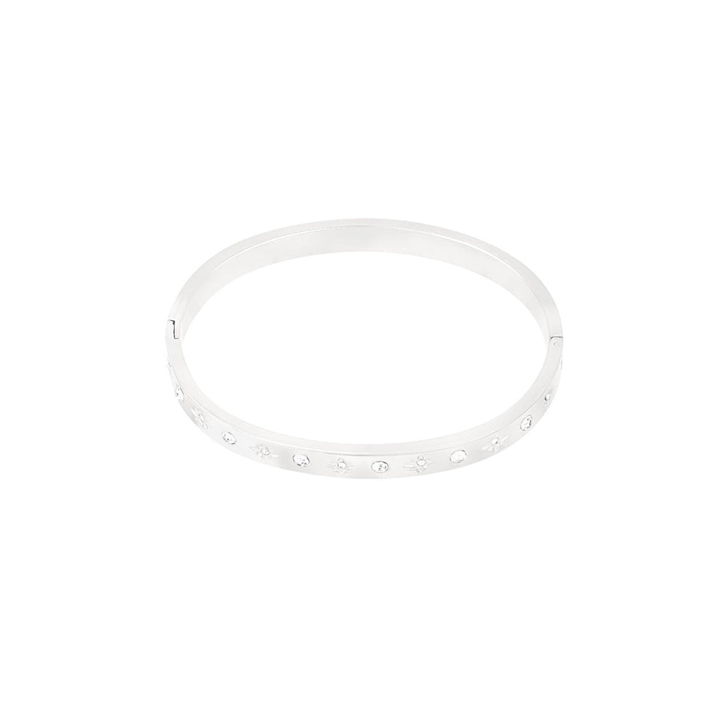 Shine Bright Bangle Bracelet Silver – Dainty Sparkling Cuff for Women