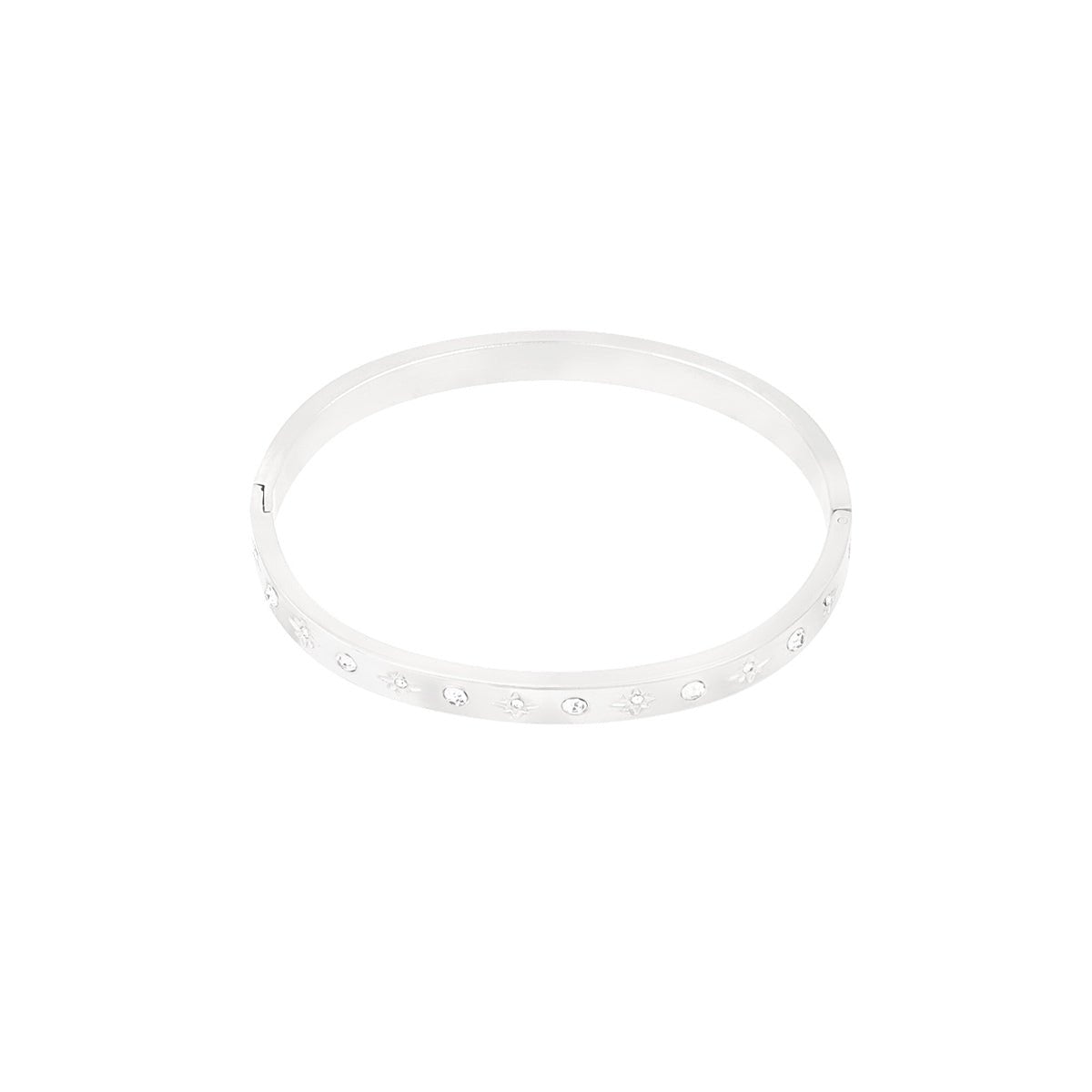 Shine Bright Bangle Bracelet Silver – Dainty Sparkling Cuff for Women