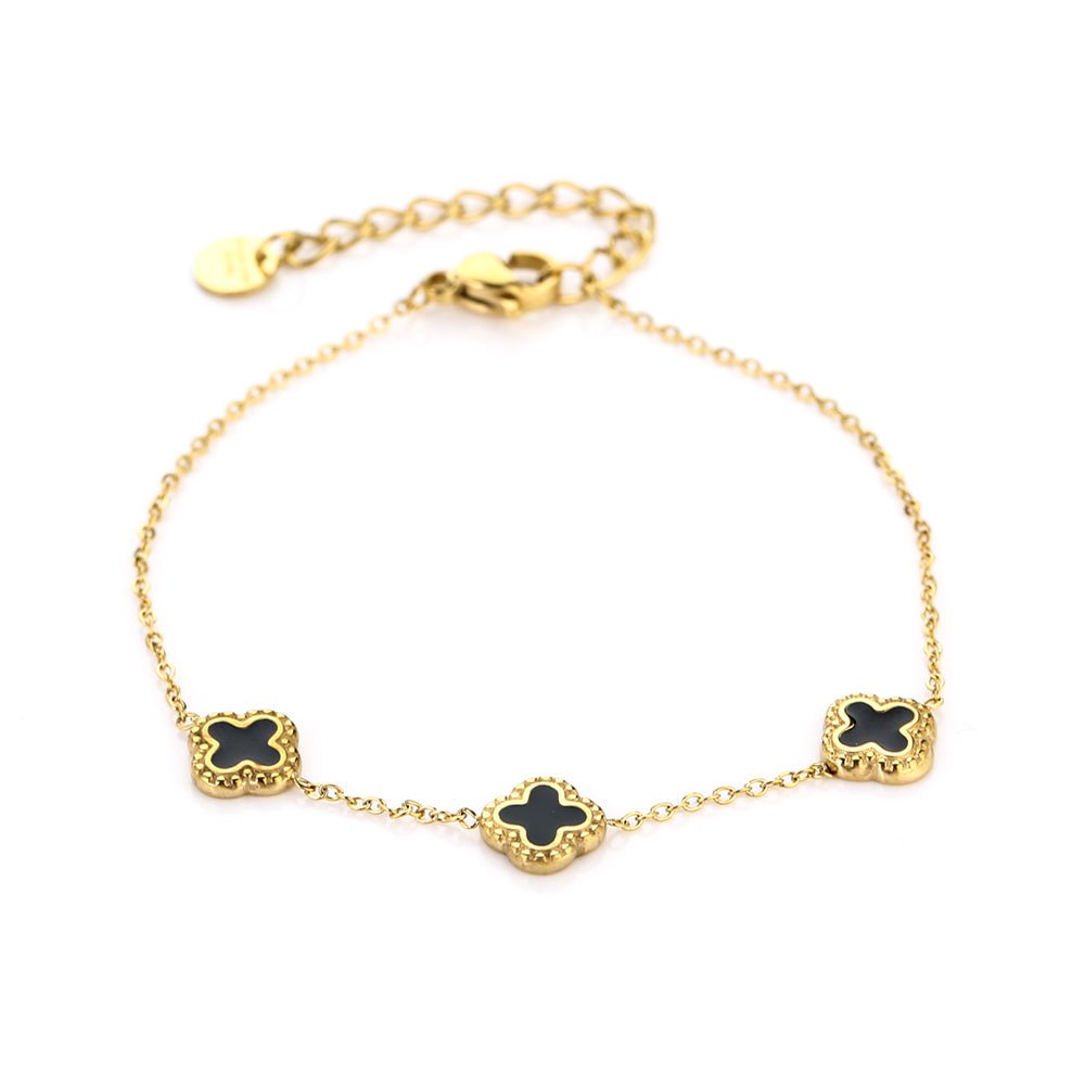 Clover Black Bracelet Gold – Lucky Clover Charm Jewelry