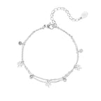 Clover and Diamonds Bracelet Silver – Dainty Clover Charm with Crystals