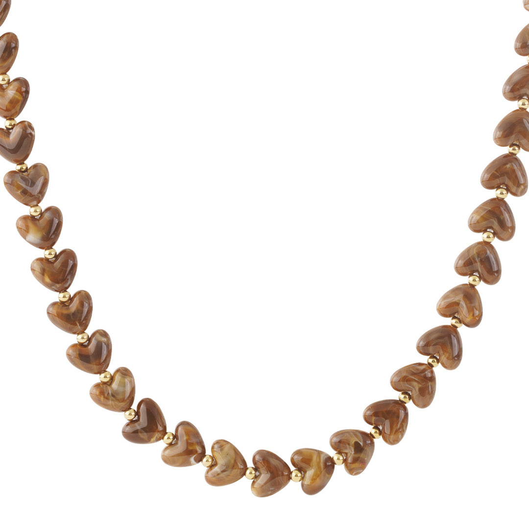 Cocoa Love Hearts Necklace – Warm-Toned Heart Pendant for Women