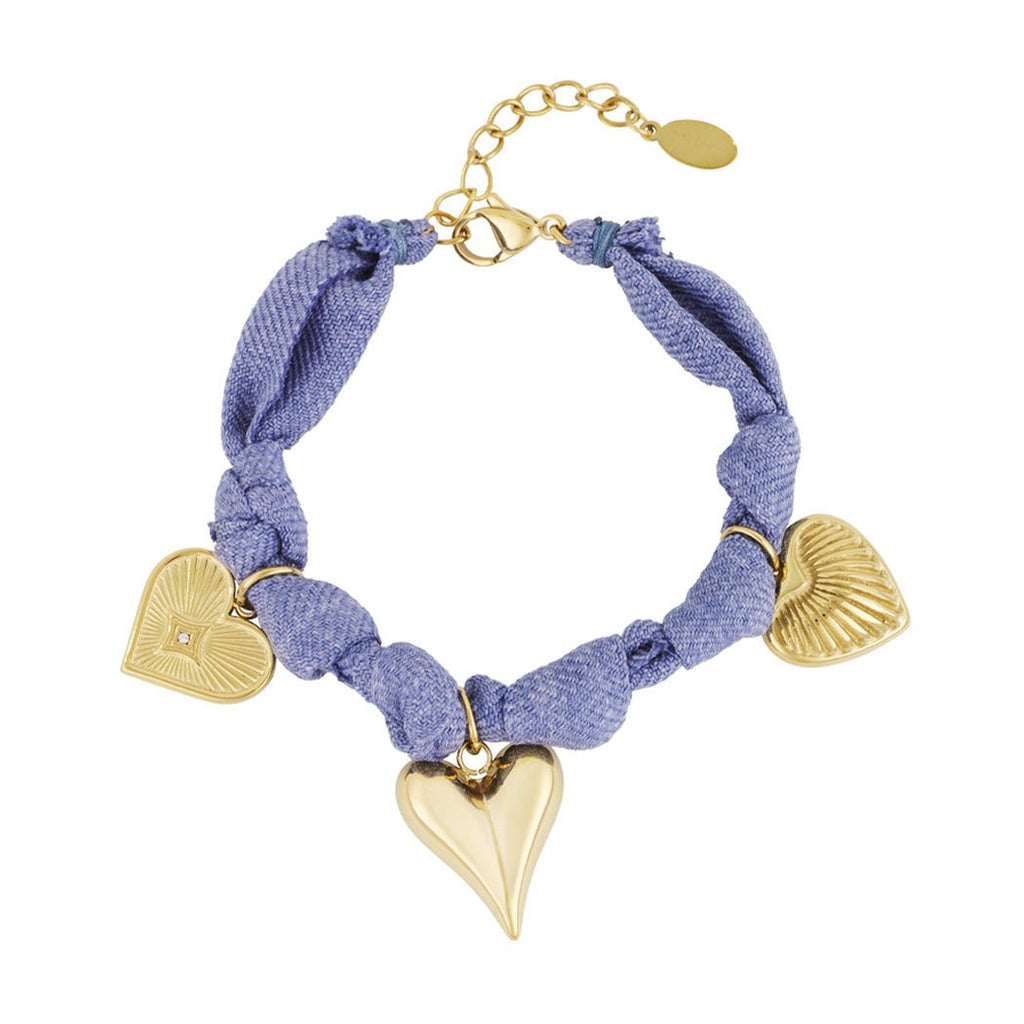 Color Bliss Heart Denim Blue Bracelet Gold – Vibrant Blue Heart Charm Jewelry