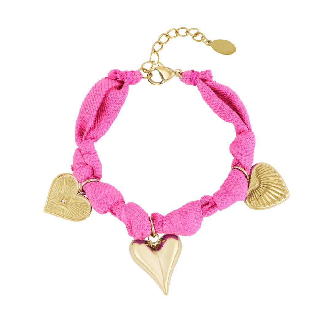 Color Bliss Heart Fuchsia Bracelet Gold – Vibrant Heart Charm Jewelry