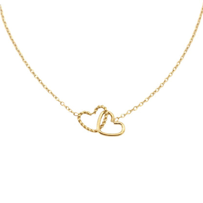 Gold Plated Double Heart Necklace – Interlinked Minimalist Design