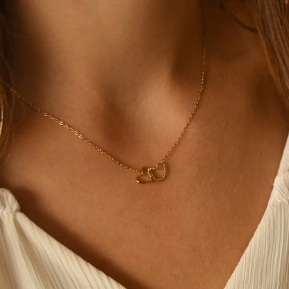 Gold Plated Double Heart Necklace – Interlinked Minimalist Design